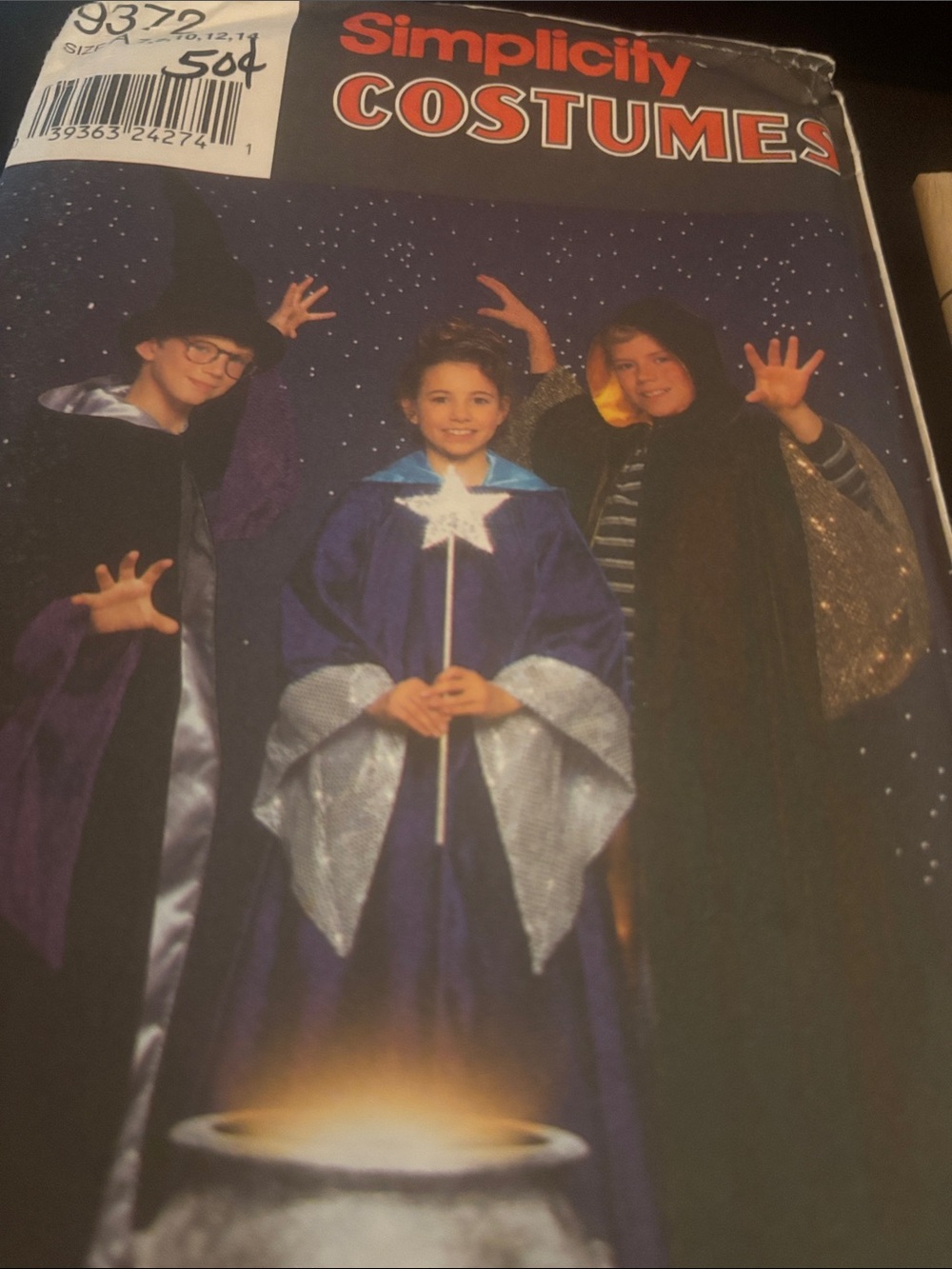 vintage Simplicity 9372 children's wizard and witch costume sewing pattern l